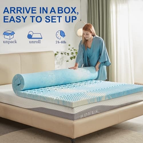 SINWEEK 2 Inch Memory Foam Mattress Topper Twin XL, Twin Extra Long Mattress Pads for College Dorm Single Bed, Pressure Relieve CertiPUR-US Certified, 39x80 Inches, Blue 5