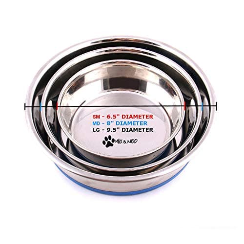 Case Pack of Stainless Steel Heavy Non-Skid Dog Bowls 6