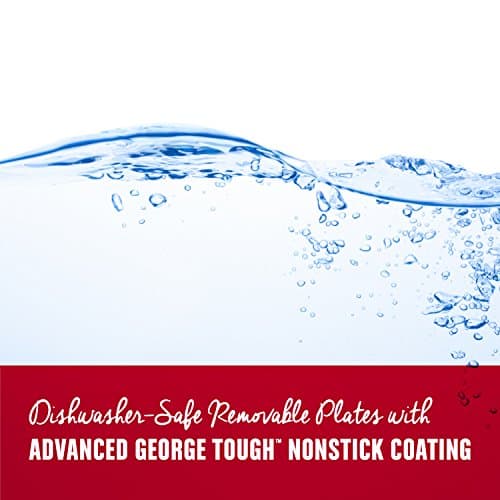 George Foreman 4-Serving Removable Plate Electric Grill and Panini Press, George Tough Non-Stick Coating, Drip Tray Catches Grease, Black 6