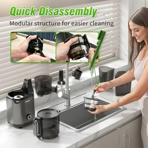 VENNXE Cold Pressed Juicer, Slow Masticating Juicers Machines for Vegetable and Fruits, Easy to Clean Juice Extractor with 50 oz Capacity and 5.7" Extra Large Feed Chute, BPA Free Electric Juice Maker 6