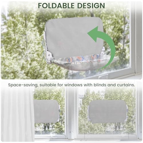 HiPetpy 2 Pack Cat Window Perch, Glow in The Dark Foldable Cat Hammock with Sunken Design & Removable Soft Cover, Breathable Cordless Window Bed for Resting Indoor Kitten (Shallow Perch, 2 Pack - M) 5