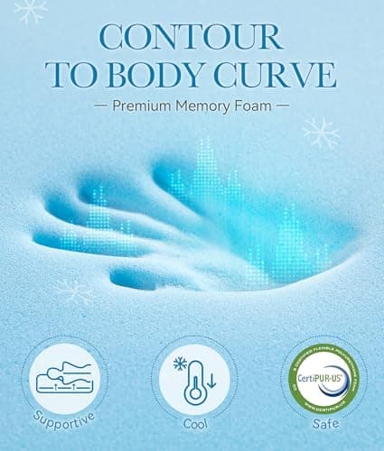 BDEUS Waterproof Dual Layer 4 Inch Memory Foam Mattress Topper Twin Size, 2 Inch Gel Memory Foam Plus 2 Inch Down Alternative Quilted Pillow Top Mattress Pad Cover for Kids, Pets 7