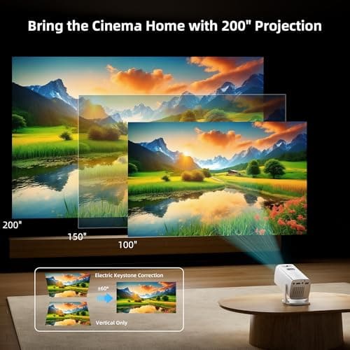 Mini Projector, Portable Projector 4K & Full HD 1080P Support, 270° Rotation Outdoor Projector, Movie Projector Compatible with Smartphone, TV Stick, Laptop, PS4, HDMI, USB (No WiFi or Bluetooth) 6