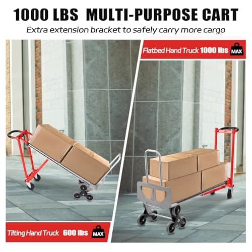 3 in 1 Industrial Convertible Stair Climbing Cart,1000 LBS Capacity Hand Trucks Heavy Duty, Hand Truck Dolly for Transport & Moving in Warehouse, Home, Supermarket 6