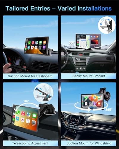 Portable Wireless CarPlay Touchscreen for Car: 4K Apple Carplay & Android Auto Car Play Screen with 4K Dash Cam/1080p Rear Camera/GPS Navigation/Bluetooth/Mirror Link/AirPlay (Black-9IN) 8