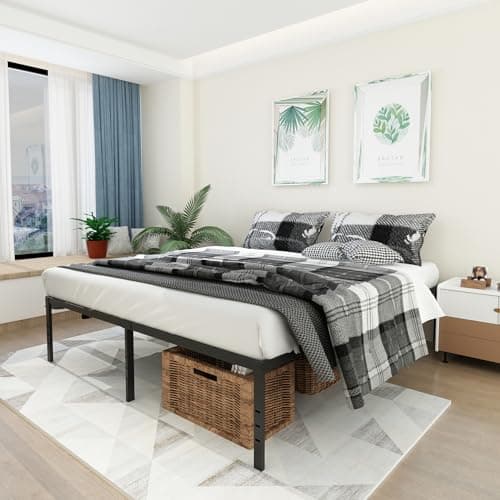 caziwhave Full Size Bed Frame 14 Inch High Max 3500 lbs Heavy Duty Metal Mattress Foundation Platform Bed Frame Full Sturdy Steel Slat Support No Box Spring Needed Easy to Assembly Non Slip 6