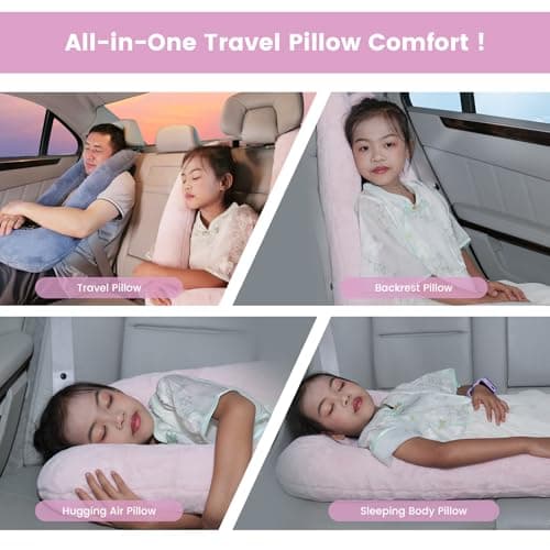 Keemall Car Pillow for Kids, Professional Inflatable Kids Car Pillow for Sleeping Carseat Travel - Safe, Reliable - Inflatable Travel Pillows for Kid Adult Car Seats Pink 5