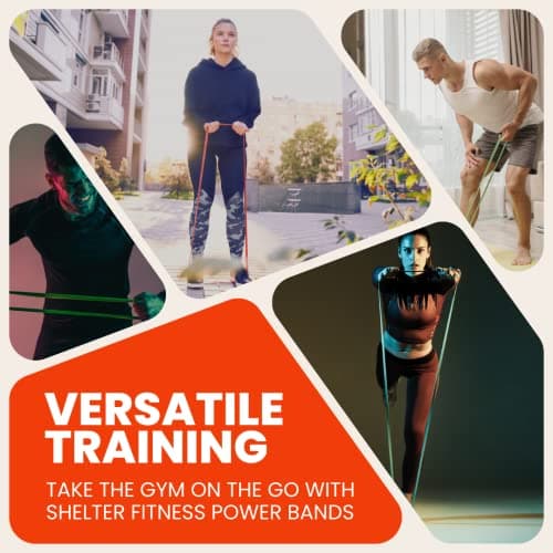 Heavy Duty Resistance Bands by Shelter Fitness 50lb - Black 6