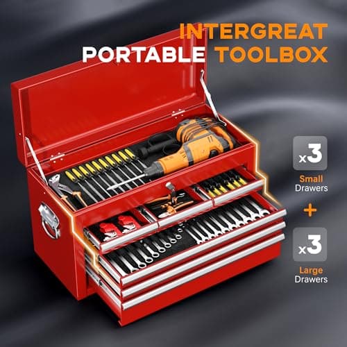 INTERGREAT Tool Chest, 8-Drawer Tool Chest with Wheels, Detachable Red Metal Tool Cabinet with Lock Top Tool Box, Garage, Warehouse, Workshops, Repair Shop 5