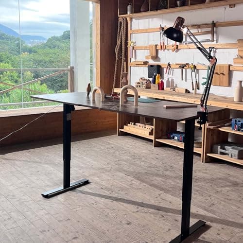 VVEANCE 48'' x 24'' Electric Standing Desk Adjustable Height with Wheels, Sit Stand Up Desk, Home Office Desk, Rising Lifting Ergonomic Desk with Spliced Desktop Black 9