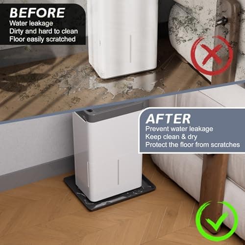 Flamorrow Dehumidifier Mat, Hard Plastic Drip Pan for Home and Basement Dehumidifiers, Dehumidifier Tray with Raised Edge for Leaks, Prevents Water from Pooling Underneath, Black, 17"x12.5" 5