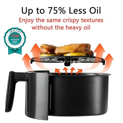 2.6 Quart 1300W Air Frying Oven with Touch Control Panel, Preheat, Quick Control, 100 Optional Menu and Customisable Menu 5