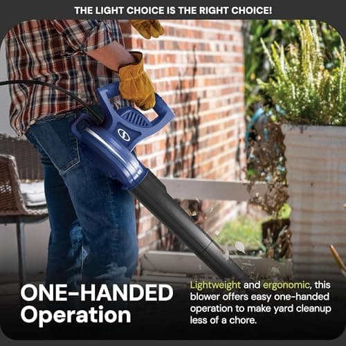 Sun Joe Corded Electric Leaf Blower Machine, 155 MPH, 260 CFM, 6-Amp Motor, Blue - Portable and Lightweight Gardening Equipment for Yard Care and Lawn Maintenance, SBJ597E-SJB 5