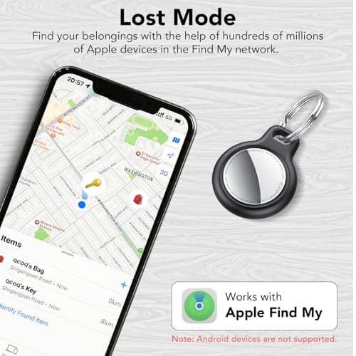 Item Finder-3 Pack Black, Bluetooth Trackers Work with Apple Find My (iOS Only), Smart Tag with Protective Case/Keychain, Item Finders for Luggage/Key/Suitcases/Backpack, Replaceable Battery 6