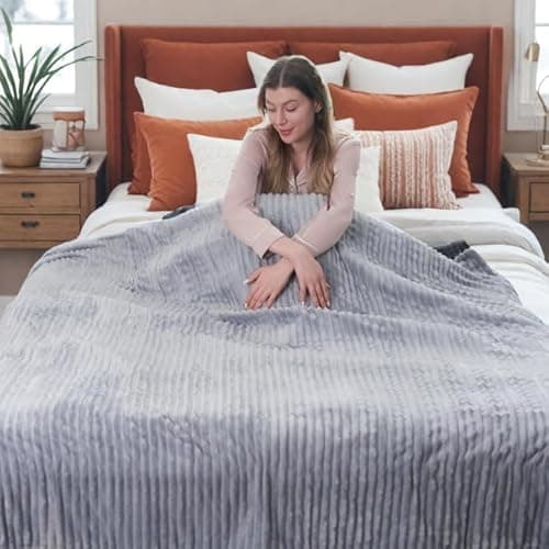 RALYSUN Heated Electric Blanket Twin Size 62"x84" Reversible Cozy Silky Flannel Fabric with 6 Heating Levels & 10 Hours Auto-Off Overheating Protection-Gray