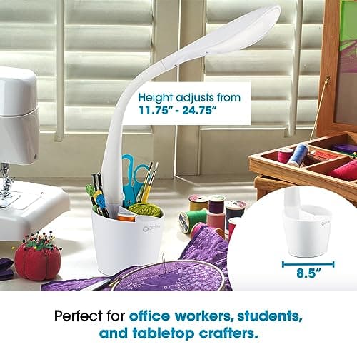 OttLite LED Desk Lamp Space Organizer with Flexible Neck Height - 4 Brightness Settings with Touch Activated Controls, Energy-Efficient Natural Daylight LEDs for Home Office, Desk, & Dorms 6