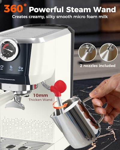 Tuni E2 58mm Espresso Machine 20Bar Espresso Maker, 𝐃𝐮𝐚𝐥 𝐁𝐨𝐢𝐥𝐞𝐫 Coffee Maker with 10mm Steam Milk Frother, Semi-automatic Coffee Machine with UKLA Pump for Espresso, Gift for Coffee Lover 7