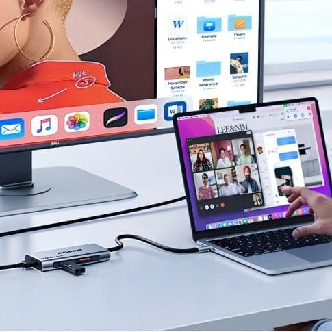 USB C Hub, QGeeM USB 4k to HDMI Adapter, 7 in 1 USB-C Dongle with 100W PD,USB 3.0, Card Reader, Compatible for MacBook iPhone 15/17 Ipad Pro max,Chromebook Laptop USB Type C Dock-Grey 9