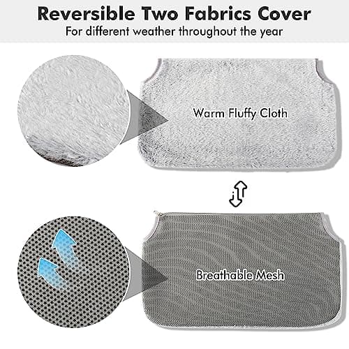 AMOSIJOY Cordless Cat Window Perch, Cat Hammock for Wall with 4 Suction Cups, Solid Metal Frame and Reversible Cover, Foldable Cat Beds for Indoor Cats 7