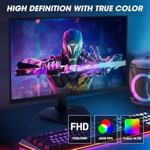 KOORUI Gaming Monitor, 24" Fast IPS Computer Monitor, 165Hz FHD Display, 1ms PC Screen, 99% sRGB Color Gamut, Adaptive Sync, Ultra Slim Frame, VESA Mountable, 24E3 6