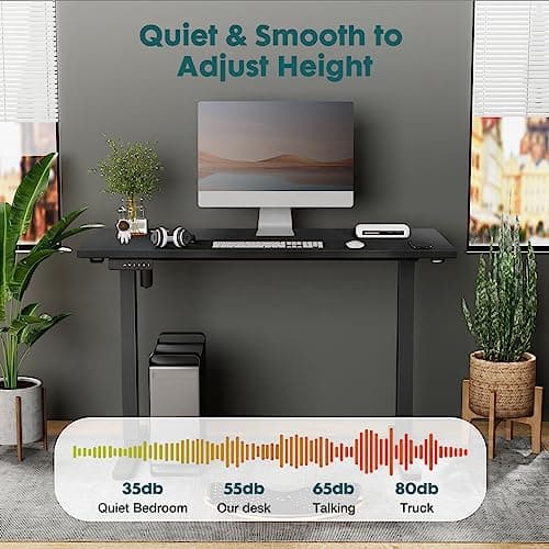 Smug Standing Desk, Adjustable Height Electric Sit Stand Up Computer Table, 48x24 Inch Ergonomic Rising Modern Lift Motorized Gaming Desktop Workstation for Work Home Office - Modern Black 6