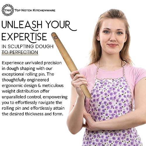 Top Notch Kitchenware | Sugar Maple French Style Rolling Pin | Tapered Solid Wood Design | Perfect for Baking Enthusiasts | Dough Roller | USA Made 6