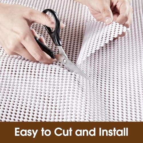 ALIUNI Shelf Liner for Kitchen Cabinet, Drawer Liners Non Slip Non Adhesive Thick Mat, Breathable Dresser Pantry Bathroom Protector, White, 12" x 120" 4