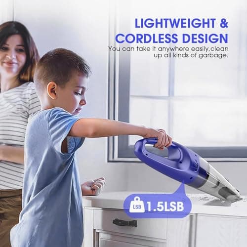 YOOHI Car Vacuum Cleaner with LED Light/Multi Accessories, 1.5lbs Lightweight Hand Vacuum Cordless Rechargeable for Car and Home, Mine Portable Vacuum 6
