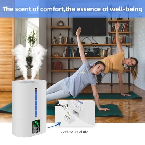 6L Humidifiers for Bedroom Large Room Home, Cool and Warm Humidifier for Baby and Plants Mist Top Fill Desk Humidifiers Essential Oil Diffuser, Quiet with Adjustable Mist,360°Nozzle-White 8