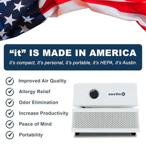 Austin Air it Room Air Purifier with VOC Carbon Wrap Air Filters - Personal Air Filter Single Room Air Purifiers - Portable Allergy Purifier - Stylish Tabletop Purifier for Dust, Model C100CC1 6