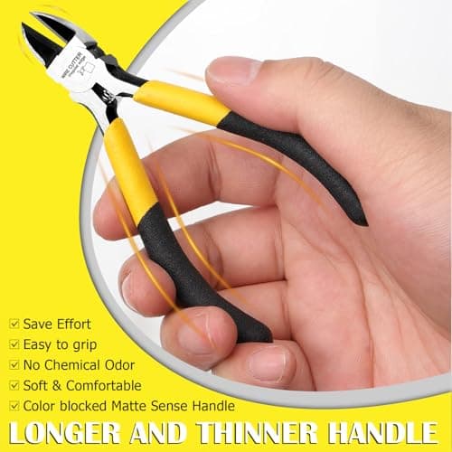 P.I.T. Wire Cutters, 4.5 Inch Ultra Sharp Flush Side Cutters Heavy Duty Flush Cut Pliers for Electronics, Jewelry Making, Crafting, Plastic Gunpla Model Building, Precision Cutting Needs,Yellow 5