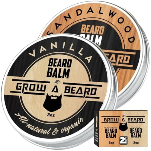 Beard Balm for Men, 2oz Sandalwood & 2oz Citrus Scent, w/Jojoba Oil & Shea Butter, Styling Cream for Men, Moisturizer & Softener, Beard Care Leave in Conditioner (2 Pack) (Wax)