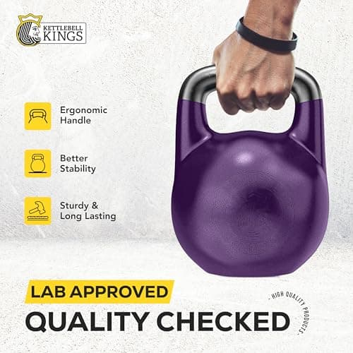 Kettlebell Kings Competition Kettlebells Weight (35mm Handle) 8-48 KG - Hand Weights Workout Gym Equipment and Strength Training Sets for Women and Men for Home Gym - Suitable for Repetition Workouts 5
