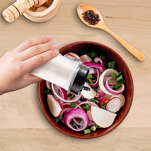 RoyalHouse 6 Pack 16 Oz Plastic Spice Jars with Black Cap, Clear and Safe Plastic Bottle Containers with Shaker Lids for Storing Spice, Herbs and Seasoning Powders, BPA Free, Made in USA 6