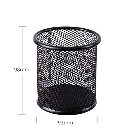 HSYMQ Black Pen Holder Cup for Desk, Pencil Cup Holder, Black Wire Mesh Pen Cup for Desk Office Pen Organizer 6