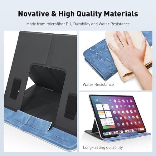 AboveTEK Portable Tablet Stand - Foldable & Ergonomic iPad Holder with 4 Viewing Angles, Patented Design Wallet Style Travel Stand for Tablets/Laptops/Phones (Blue) 5