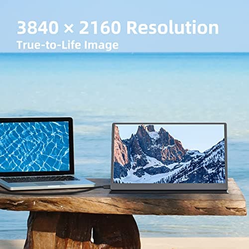 Upperizon Portable Monitor 15.6" 4K UHD 3840X2160 100% sRGB 60Hz IPS HDR HDMI USB-C Travel Monitor for Laptop MacBook PC Surface PS5 Xbox, Second Screen with Cover & Speakers, VESA Compatible 8