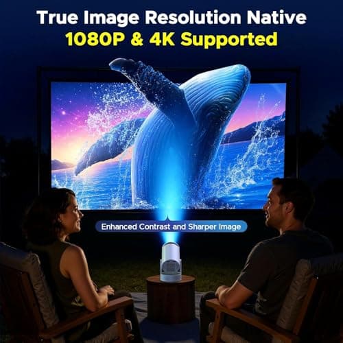 Mini Projector with Built-in Rechargeable Battery for Outdoor, Portable Projector with WiFi and Bluetooth, 4K Projector for Bedroom, Smart Projector Compatible with iphone/TV Stick/HDMI/USB/Laptop 5