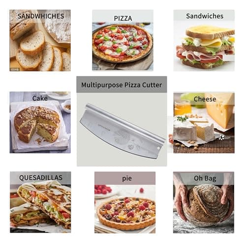 14" Pizza Cutter, Little Cook Ultra Sharp Stainless Steel Pizza Cutter Rocker with Cover, Pizza Knife Slicer for all Types of Quesadillas, Flatbreads, Brownies, Dishwasher Safe 4