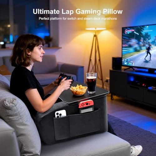 Lap Desk for Adults with Arm Rests,Ergonomic Laptop Pillow Stand for Bed,Couch,Floor,Large Table for Long Hours Work,Eating,Gaming,Reading and Writing,Lap Laptop Desk for College Dorm Room 8