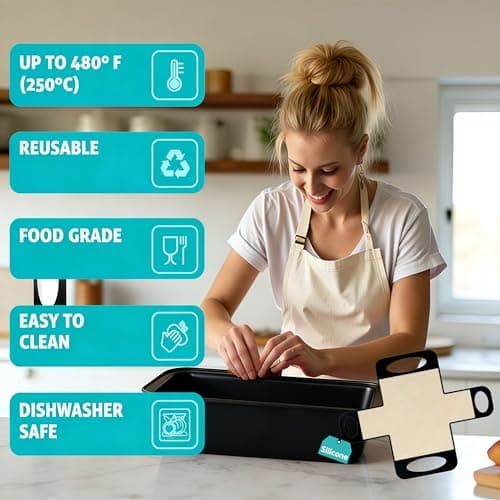 9 x 5 Loaf Pan Set with Silicone Bread Sling – 2 Bread Pans + 2 Nonstick Loaf Liners for Homemade Baking, Sourdough, Banana Bread, Sandwich Loaves – Rectangular Baking Tray for Kitchen Home Baker 5