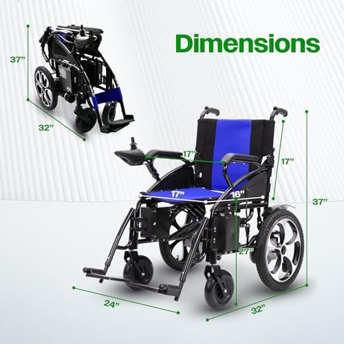 Culver Artemis All Terrain Electric Wheelchair Heavy Duty, Foldable Electric Wheelchairs for Adults, Power Wheelchairs for Seniors, Silla de Ruedas para Adultos Electrica — Bluee 6