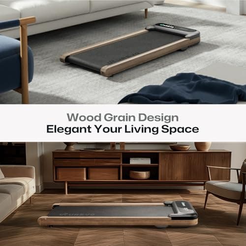 UREVO E4W Walking Pad, Wooden Treadmill Underdesk, Double Shock Absorption, Wood Grain Design, Workout APP with Track Insights, MIIT Mode, Plug and Play, Remote Control 5