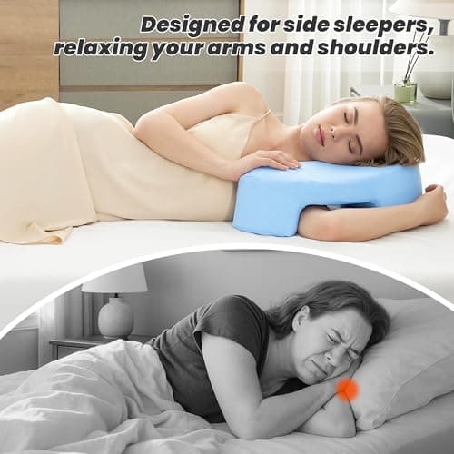 BZTA Side Sleeper Pillow with Arm Holes - Memory Foam Pillow for Neck & Shoulder Pain Relief, Ergonomic Support for Adults, Ideal for Side Sleepers (Blue) 7