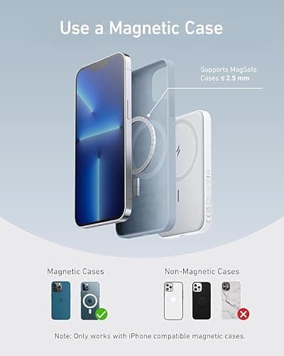 Anker 321 MagGo Battery (PowerCore Magnetic 5K), 5,000mAh Magnetic Wireless Portable Charger, Compatible with iPhone 15/15 Plus/15 Pro/15 Pro Max, iPhone 14/13/12 Series (White) 6
