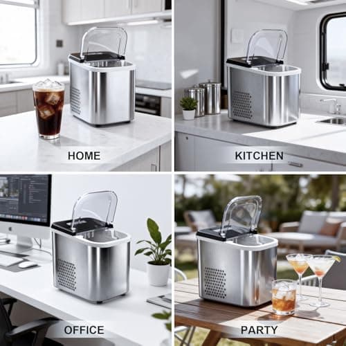 38lbs Per Day Countertop Ice Maker, 9 Ice Cubes in 3.5 Minutes, Self-Cleaning Portable Ice Machine with 2 Bullet Sizes for Kitchen, Camping, RV, and Party 7