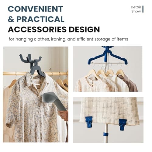 DUMOS Garment Steamer for Clothes Standing, 1500W Efficient Clothes Steamer Standing, 1.7L Water Tank for 55 Min Continuous Steaming with Wheels, Professional Fast Heating Wrinkle Remover 9