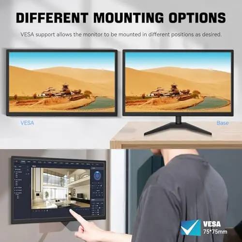 ERCGWOP 22" Touchscreen Monitor IPS FHD 1920x1080P PC Monitor, 10-Point Touch Screen Computer Display with HDMI VGA Ports, Built-in Speakers, VESA Wall Mountable, Black 5