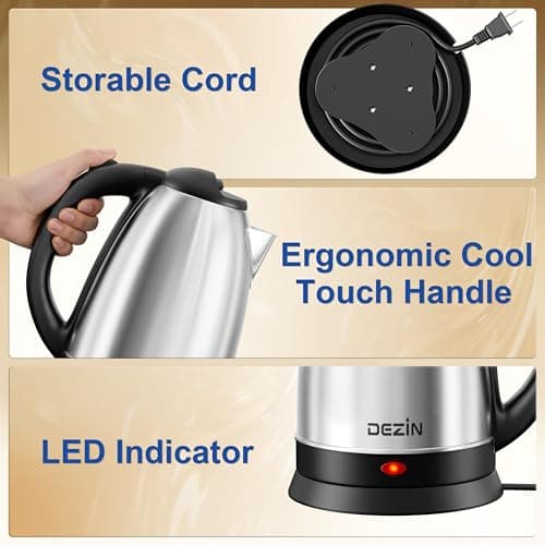 DEZIN Electric Kettle Upgraded, BPA Free 2L Stainless Steel Tea Kettle, Fast Boil Water Warmer with Auto Shut Off and Boil Dry Protection Tech for Coffee, Tea, Beverages 7