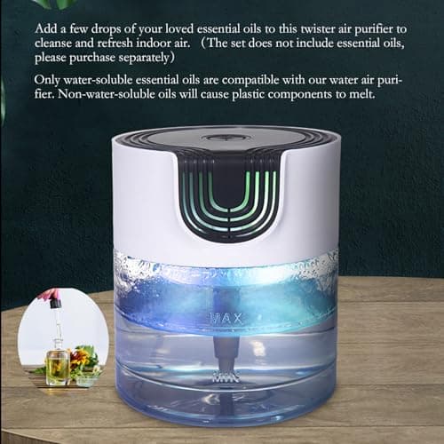 Water Air Purifier for Home, Office，Water Based Air Purifier ，Air Washer Humidifier ，Freshener for Smoke and Pet Odors，Essential Oil Aroma Diffuser with LED Night Light 6
